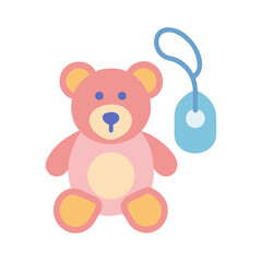 Fototapeta premium Pink Teddy Bear and Mouse Toy Illustration with a Black Background