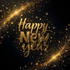 반짝이는 글리터 요소로 어두운 배경에 새해 복 많이 받으세요