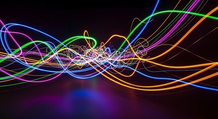 Colorful Neon Light Trails in Motion.