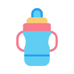 Obraz premium Modern minimalist baby bottle illustration with handles on a black backdrop