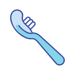 Obraz premium Light blue toothbrush icon with dark blue outline against black background