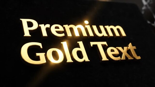 A video showcasing premium gold text on a sleek black background with a luxurious feel