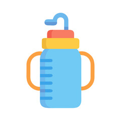 Fototapeta premium Baby feeding bottle illustration with handles on a black background