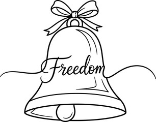 Freedom bell line art for national freedom day © HASNA