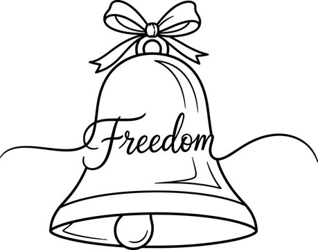 Freedom bell line art for national freedom day