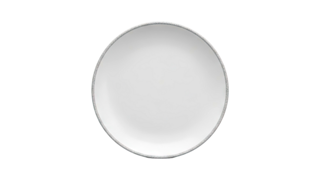 White Ceramic Plate with Textured Rim - Powered by Adobe