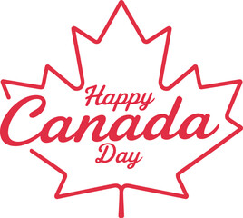 Happy Canada Day celebration with red maple leaf logo