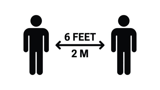 social distancing icon keep distance 6 feet 2 meters people safety rule public health prevention and awareness concept flat vector illustration