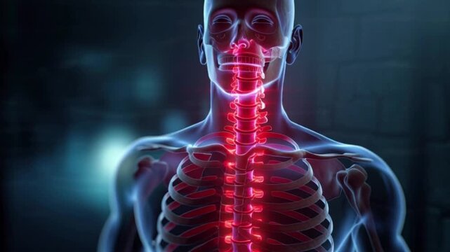 Male hurt backbone vertebrae pain concept, man holding lower back, realistic medical illustration, highlighted spine pain area, cinematic lighting, high detail, 4K