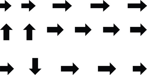 Arrow direction icons set featuring right left up down navigation symbols for interface signage flat vector illustration design © Hafizul