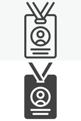 Press ID card journalist icon set in line, outline and solid style. Editable stroke vector sign and symbol for media news icon, accreditation and reporter icon.