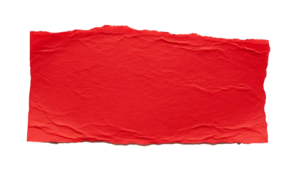 Red paper with rough edges and texture on white background textured paper isolated
