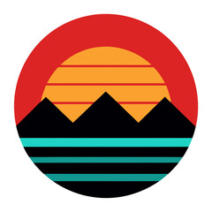 Vibrant sunset over mountains