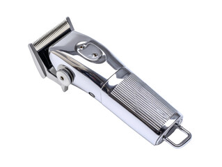 Obraz premium A close-up shot of a silver hair clipper, isolated and positioned on an angle Isolated Transparent Background, PNG
