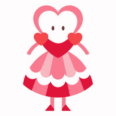 Heart-shaped character in pink dress