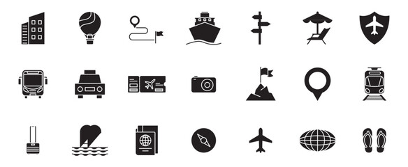 Travel and Holiday icon collection set. Containing design travel, holiday, vacation, summer, beach, tourism