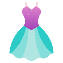 Purple and turquoise ball gown