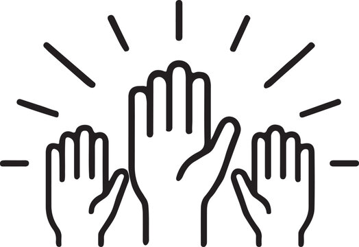 PrintThank you volunteers icon with raised hands showing gratitude and community spirit
