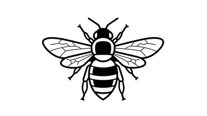 Fototapeta premium Bee Vector Illustration, Stylized Graphic Design, Insect Icon, Nature and Wildlife Symbol, Minimalist Art, Isolated on White Background
