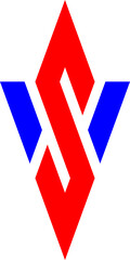 VS letter abstract geometric logo in red and blue