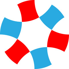 Abstract red and blue curved geometric shapes pattern