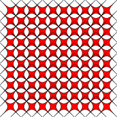Abstract red geometric repeating pattern with symmetrical shapes
