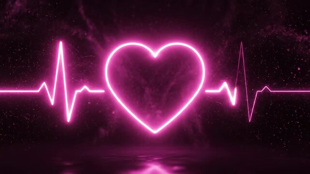 Heartbeat symbol with neon glow