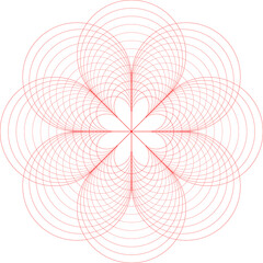 Abstract red geometric flower line pattern
