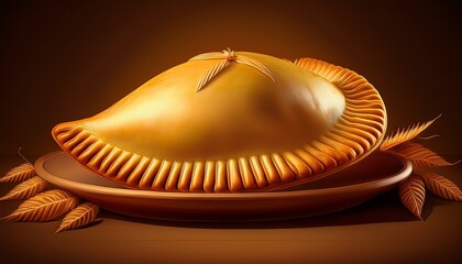 golden brown empanada whispers tales of harvest festivals and culinary traditions a savory embrace on a minimalist stage