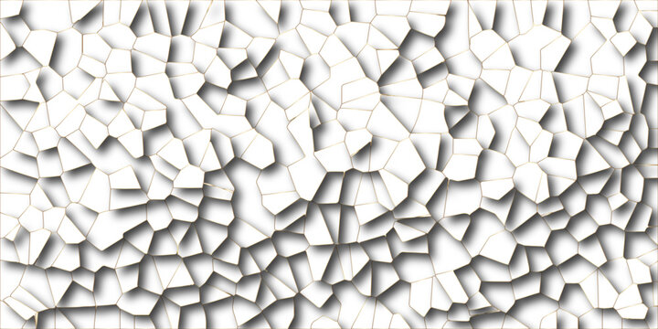 Beautiful white and crystallized polygon background. abstract light colorful stone tile pattern with shadow. modern wallpaper, trendy simple minimal geometric background Geometric Retro tiles pattern.