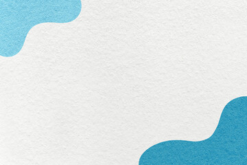 White textured paper background with turquoise blue fluid blob corners shapes and copy space for banner, presentation © nikol85