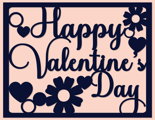 Happy Valentine's Day template. Layered Love You. Layered paper cut Flowers and Butterflies. Paper cut out design. Shadow box style.