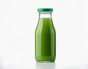 green juice bottle smooth glossy isolated on solid white background format