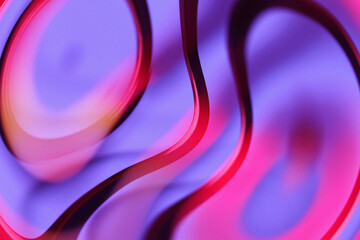 Abstract neon glowing warped concentric rings