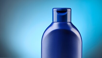 blue plastic shampoo bottle