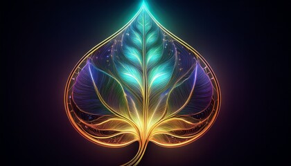 glowing fractal energy leaf