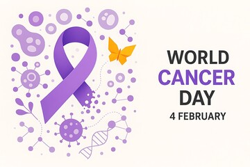 February 4 World Cancer Day Stop Cancer Campaign Background Illustration