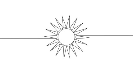 Obraz premium Minimalist sunburst design with a simple line and circular center