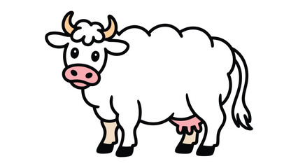 Fototapeta premium Cartoon Cow Illustration: A cute and stylized cartoon cow illustration with an expressive face and a friendly demeanor. It's an ideal choice for projects focused on animal or farm themes.