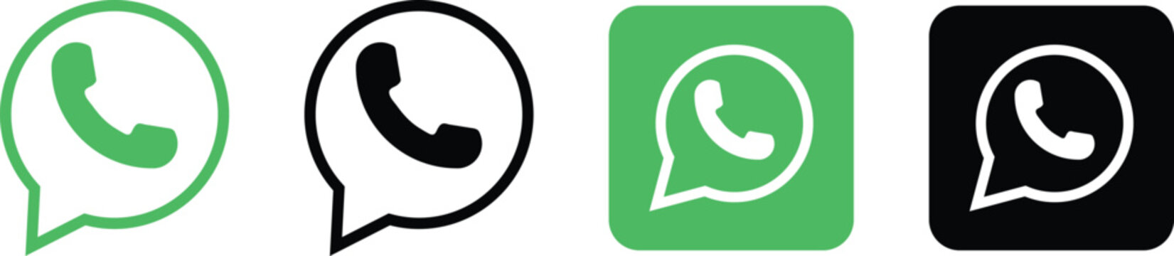 WhatsApp logos icon.   social media and social network logos. Green chat bubble icons. Advertising and commercial policy signs. Messaging app logos
