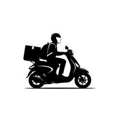 Fototapeta premium Motorcycle Courier Delivery Rider on Scooter.