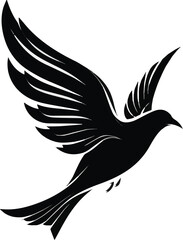 Obraz premium Create a Black Silhouette of a Bird in Flight with White Wing Details for logo design