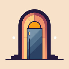 Fototapeta premium Modern Archway With Doorway and Sunburst