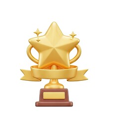 Shiny Gold Star Trophy 3D Render Icon Illustrating Achievement Success and Excellence Award