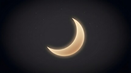 Obraz premium Glowing crescent moon in dark night sky with stars