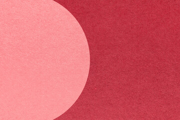 Red paper texture background with pink semicircle and copy space for banner, presentation, template