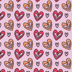 Valentine's day seamless pattern with  hearts, abstract vector background. 