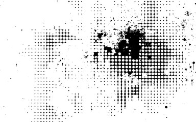Urban Distress Halftone Texture Background. Ink Splash Halftone Grunge Texture. Minimalist Halftone Dots Distress Design