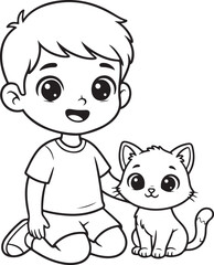 A cute boy and his adorable pet cat enjoying a heartwarming moment together