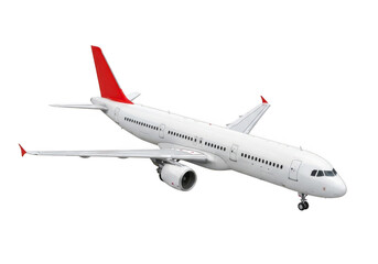 Obraz premium Commercial airliner in flight isolated on transparent background